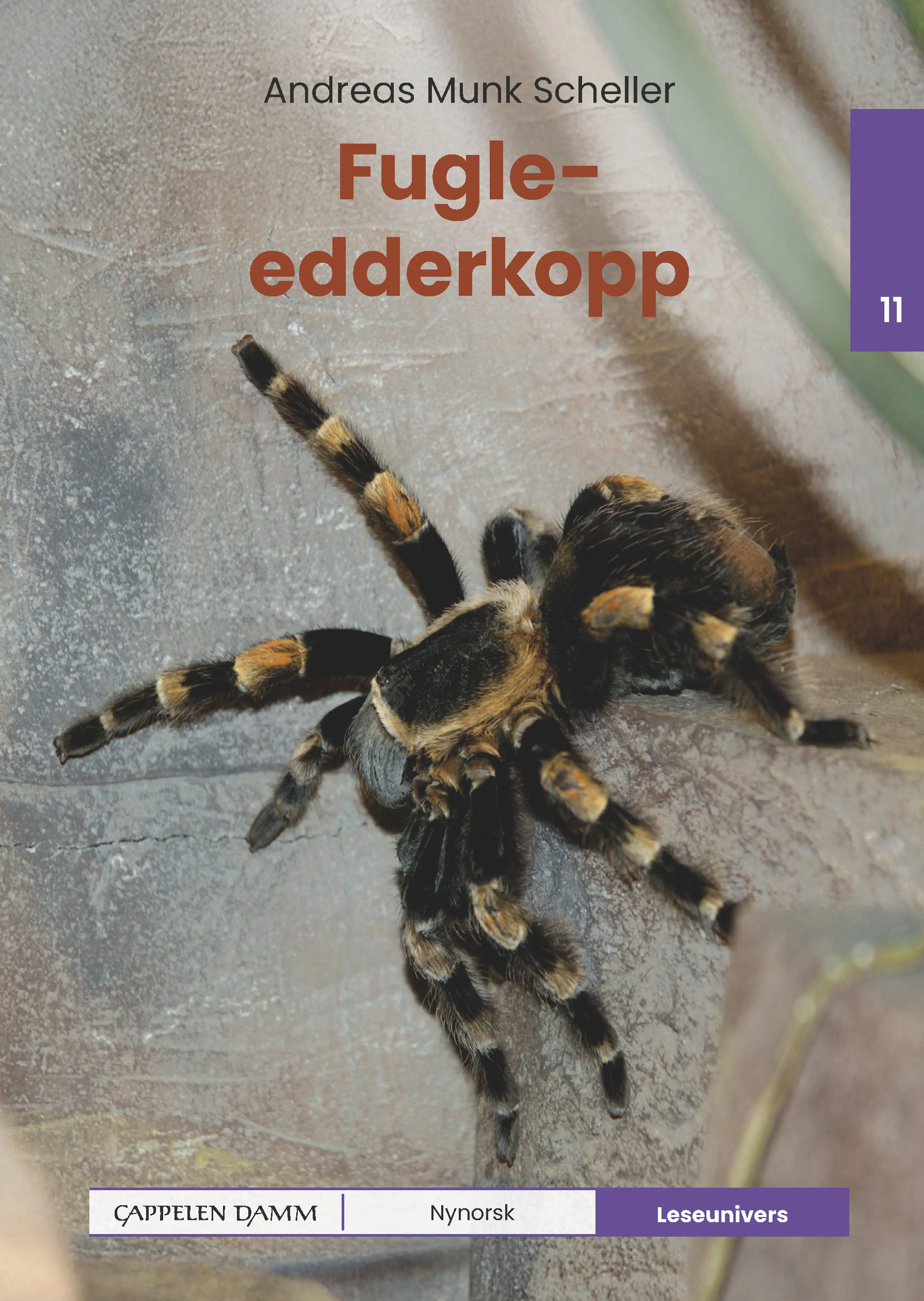 Omslag Leseunivers 11: Fugleedderkopp av Andreas Munk Scheller (Innbundet)