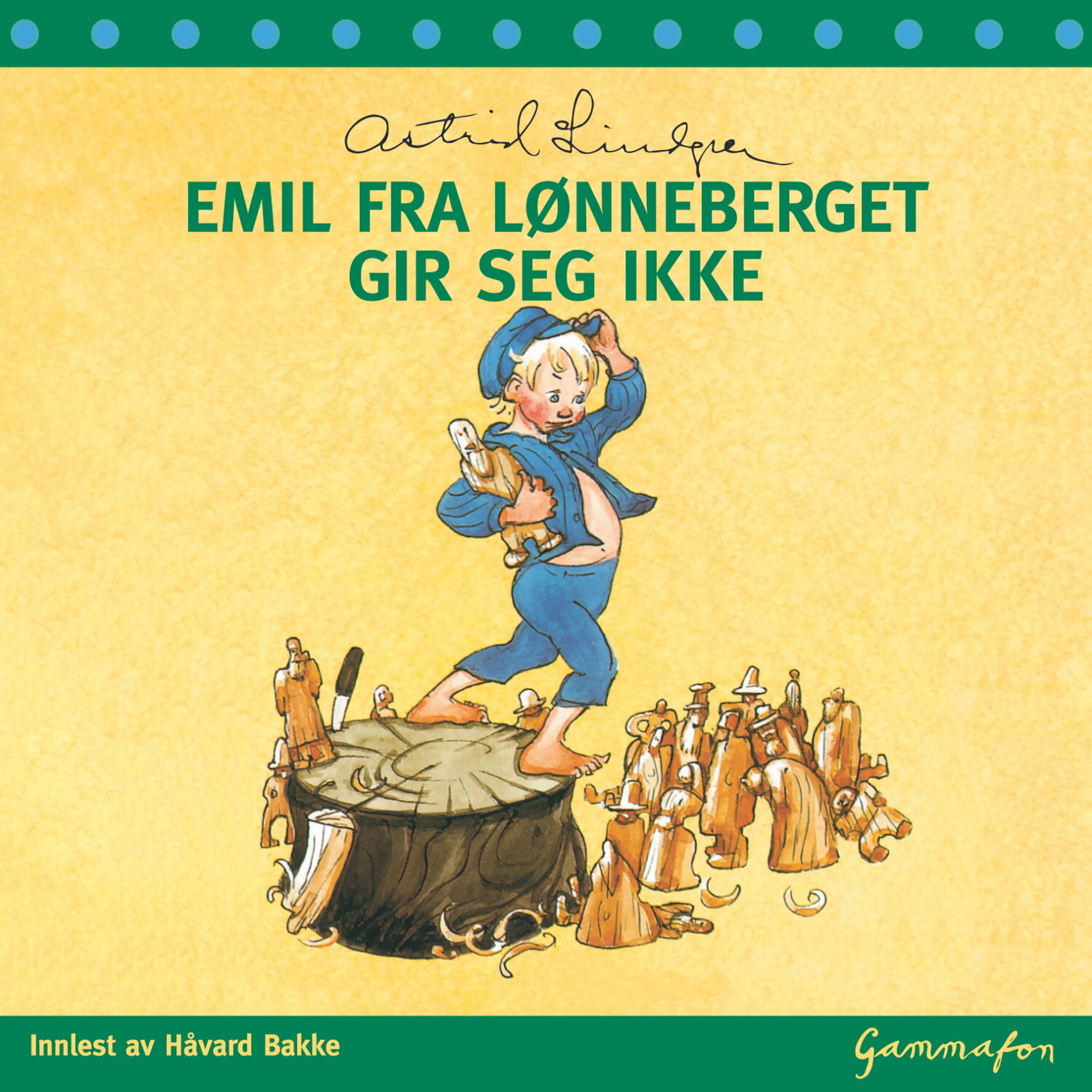Omslag Emil fra Lønneberget gir seg ikke av Astrid Lindgren (Lydbok)