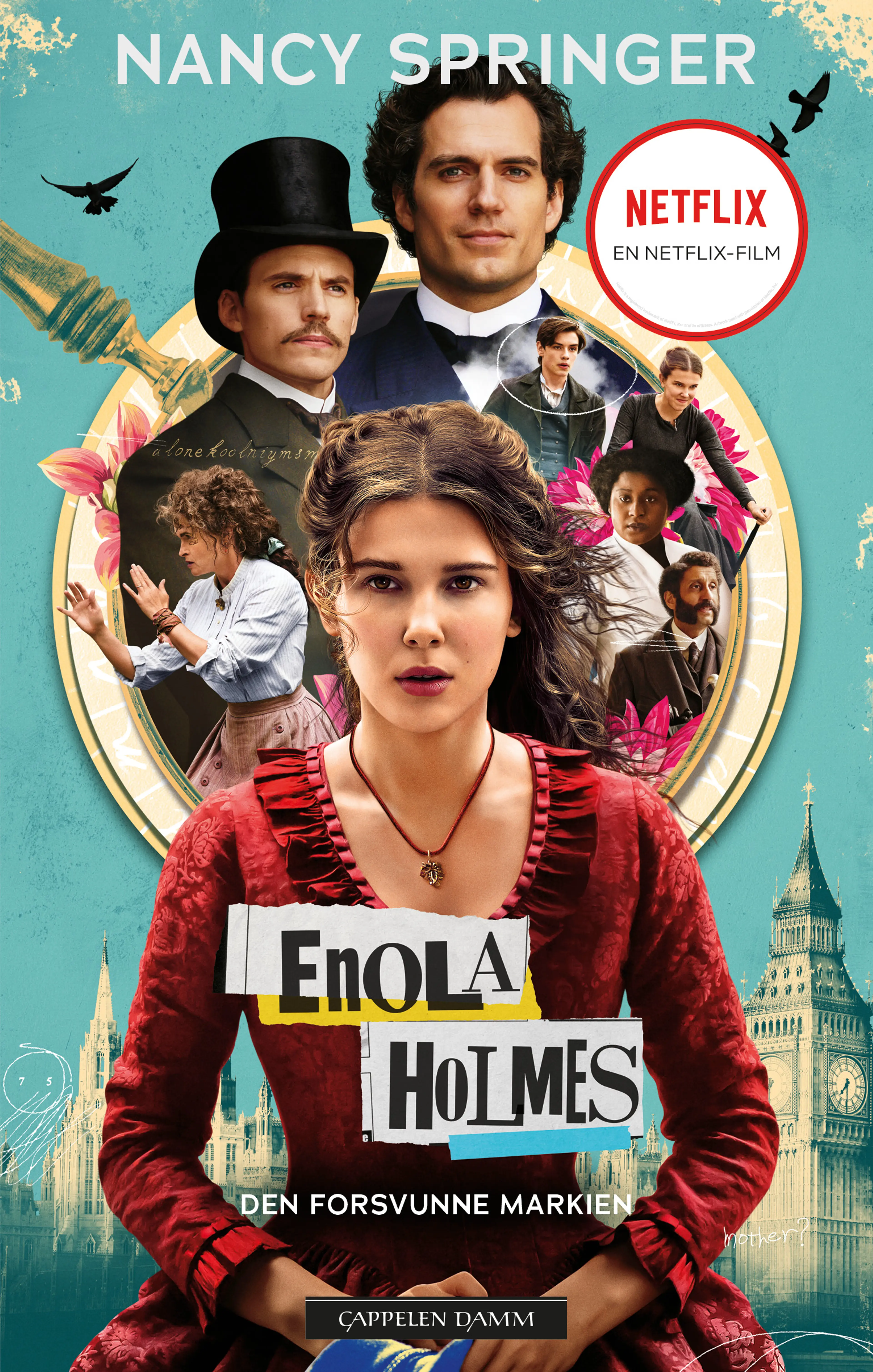 Omslag Enola Holmes Den forsvunne markien av Nancy Springer (Heftet)