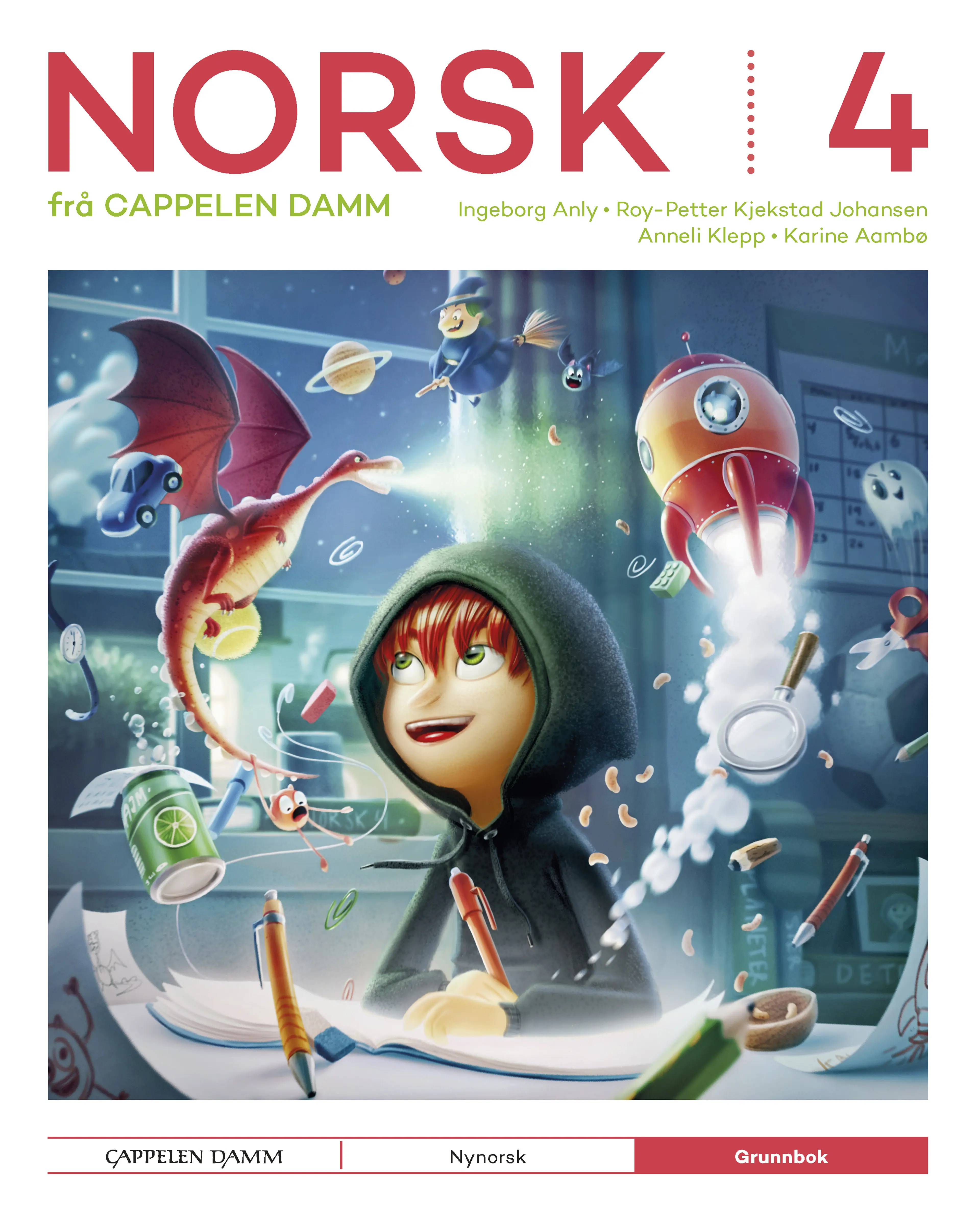 Omslag Norsk 4 frå Cappelen Damm Grunnbok av Karine Aambø, Ingeborg Anly, Anneli Klepp og Roy-Petter K. Johansen (Innbundet)