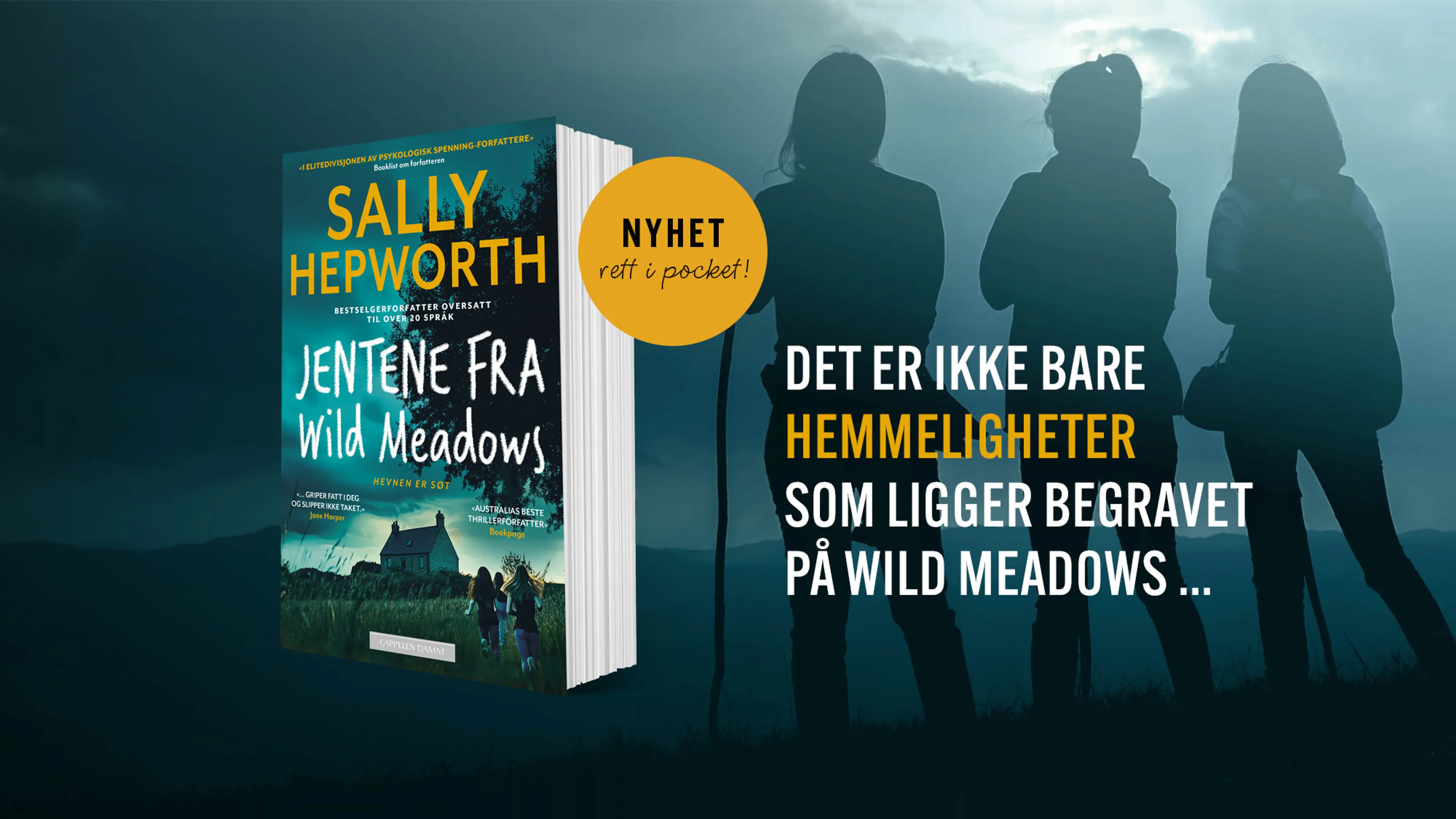 Boken Jentene fra Wild Meadows og bombe med teksten Nyhet rett i pocket