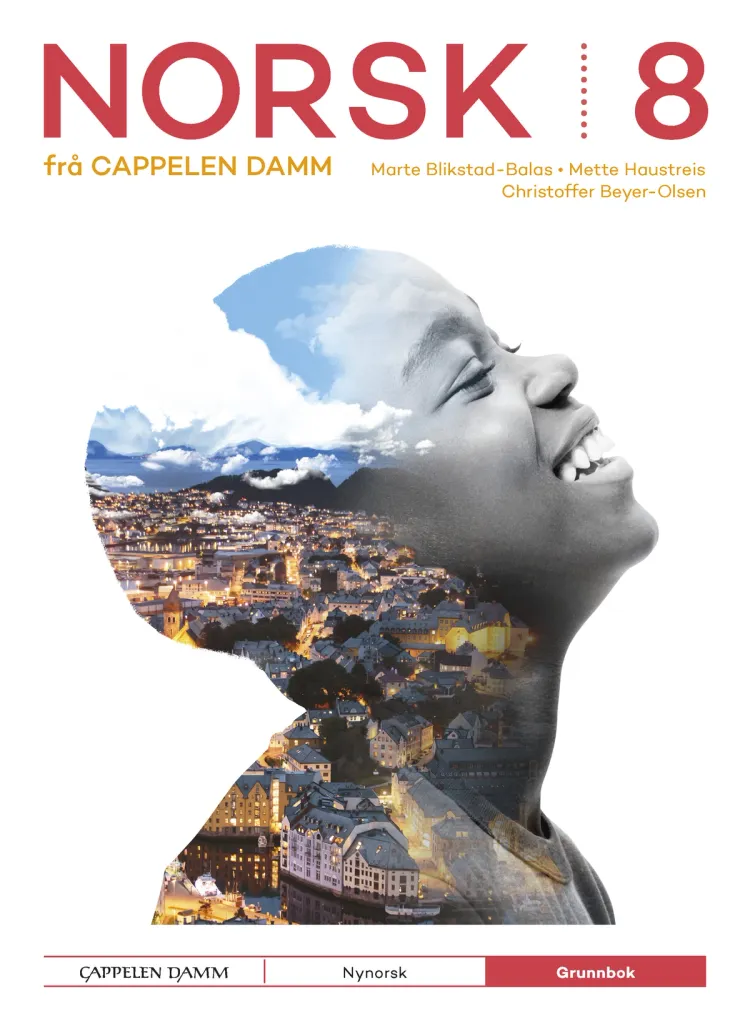 Omslag Norsk 8 frå Cappelen Damm Grunnbok av Marte Blikstad-Balas, Christoffer Beyer-Olsen og Mette Haustreis (Innbundet)