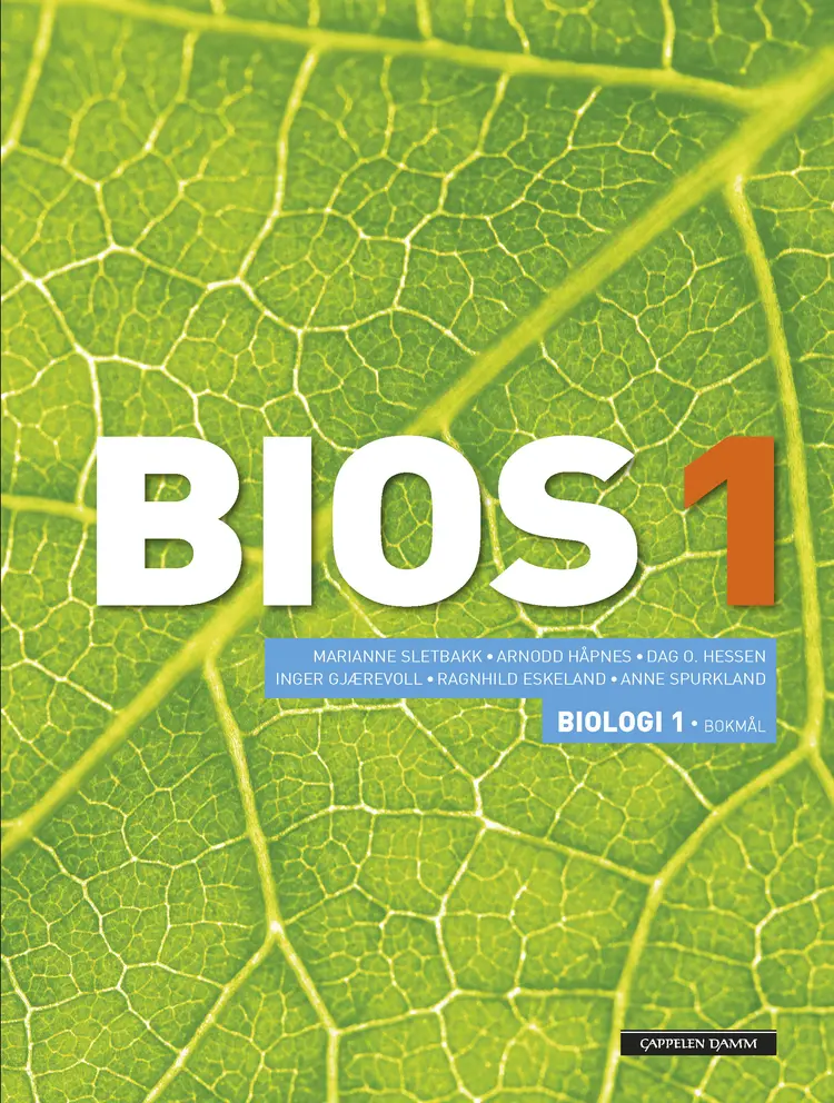 Omslag Bios Biologi 1 Lærebok (2018) av Sletbakk, Gjærevoll, Hessen, Håpnes, Eskeland og Spurkland (Heftet)