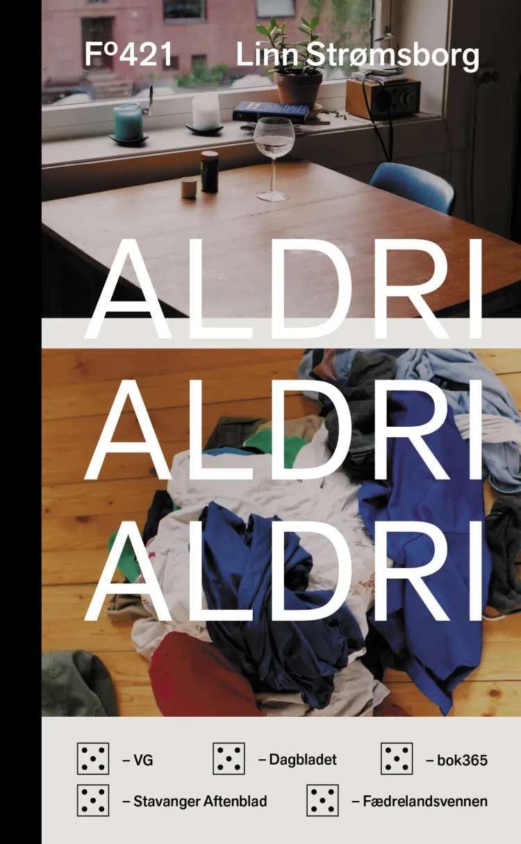 Omslag Aldri, aldri, aldri av Linn Strømsborg (Heftet)