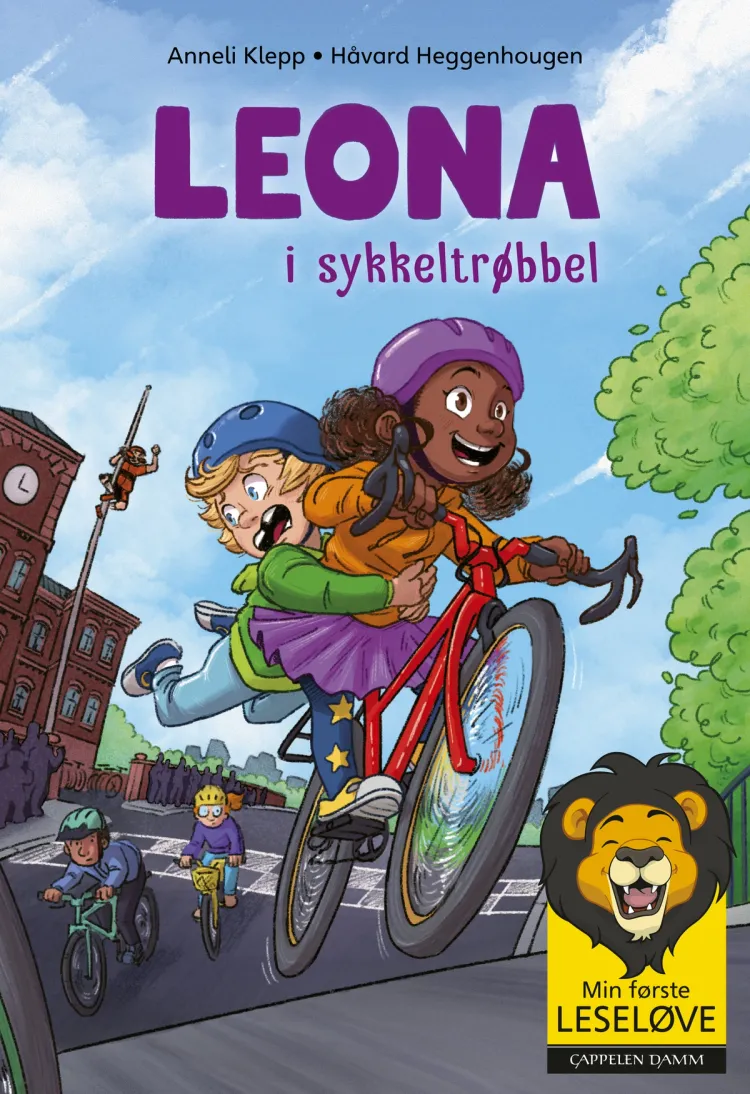Omslag Min første leseløve - Leona 7: Leona i sykkeltrøbbel av Anneli Klepp (Innbundet)
