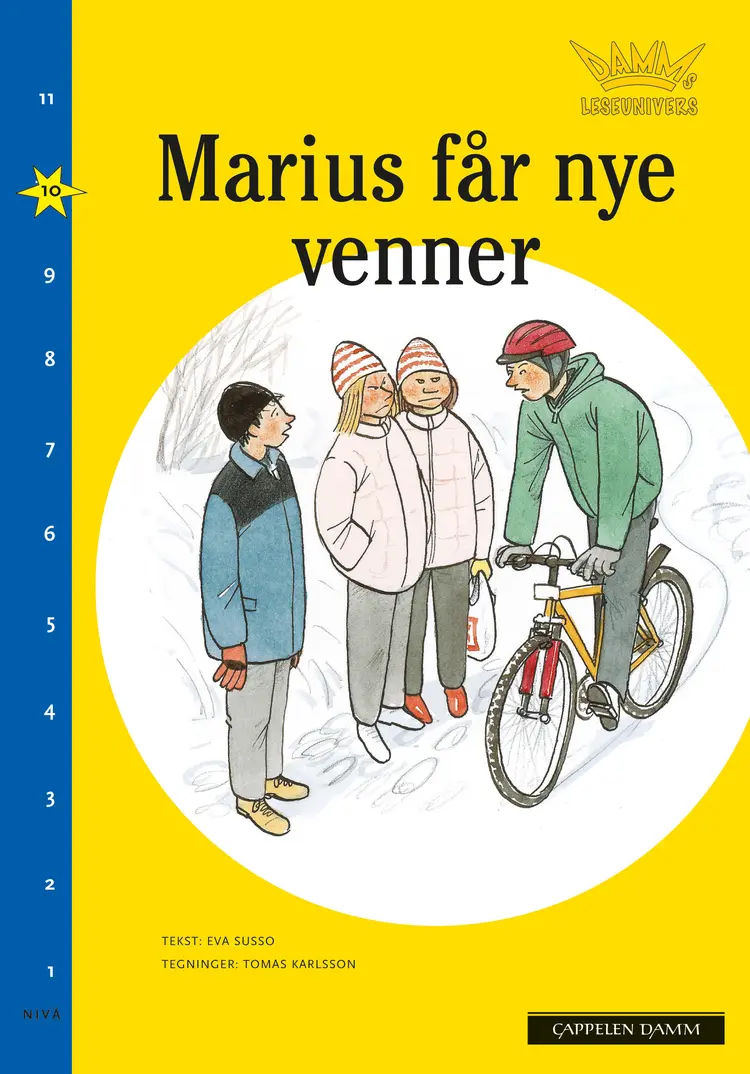 Omslag Damms leseunivers 1: Marius får nye venner av Eva Susso (Heftet)