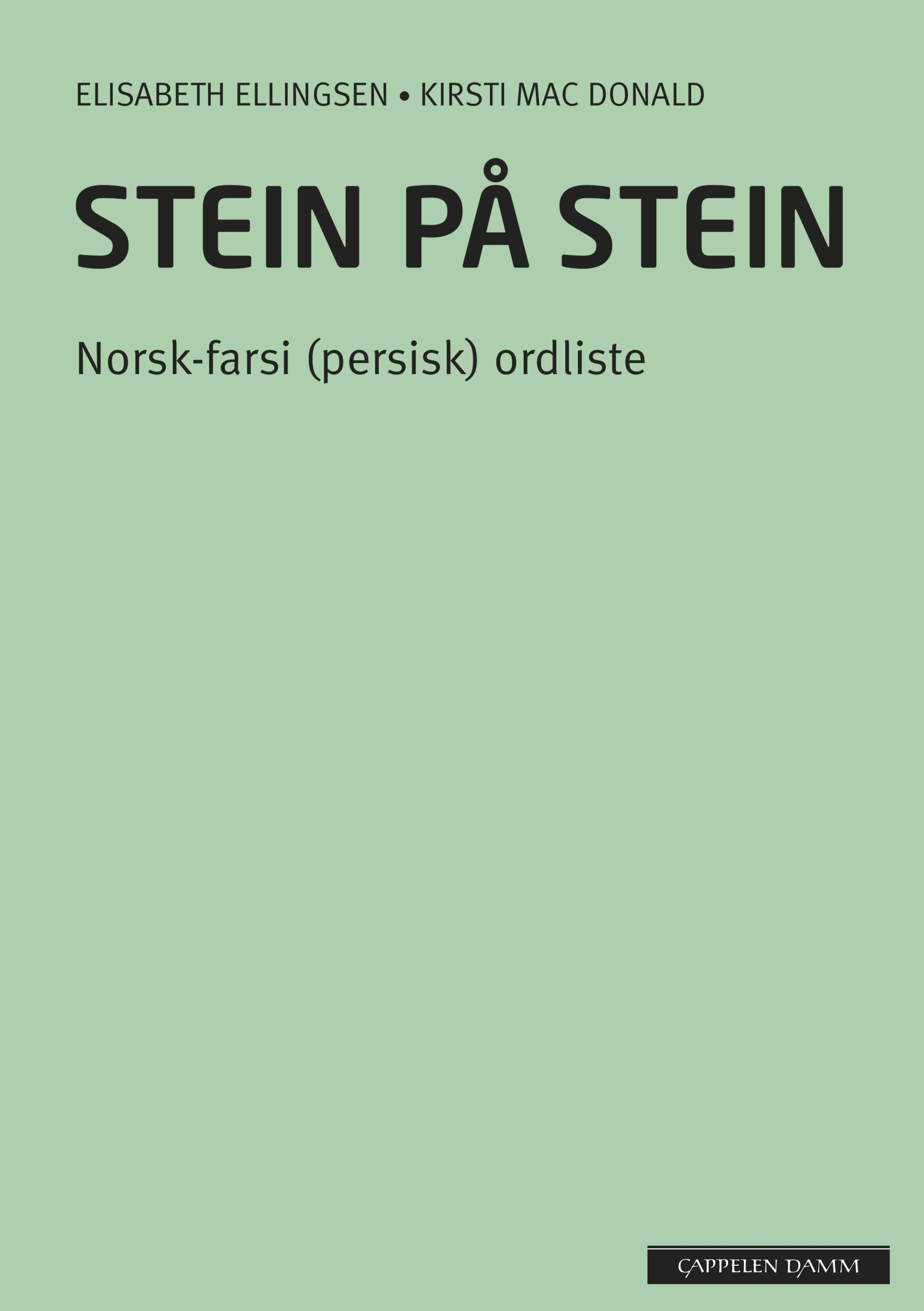 Omslag Stein på stein Norsk-farsi (persisk) ordliste (2014) av Elisabeth Ellingsen og Kirsti Mac Donald (Heftet)