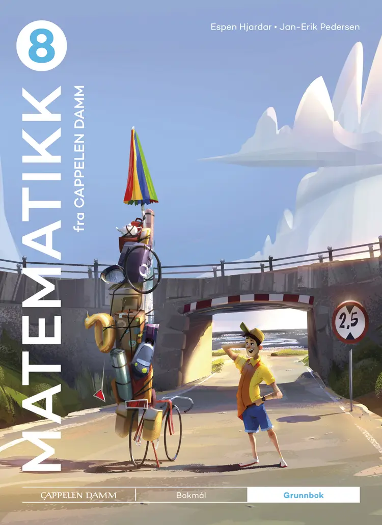 Omslag Matematikk 8 fra Cappelen Damm Grunnbok av Espen Hjardar og Jan-Erik Pedersen (Innbundet)