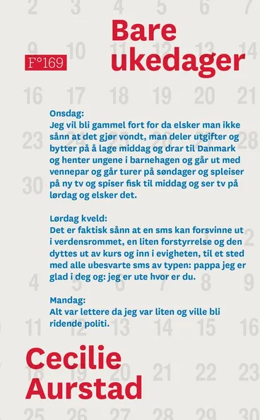 Omslag Bare ukedager av Cecilie Aurstad (Heftet)