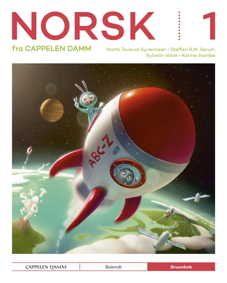 Omslag Norsk 1 fra Cappelen Damm Grunnbok av Karine Aambø, Marte Tovsrud Syverinsen, Sylvelin Vatle og Steffen Sørum (Innbundet)