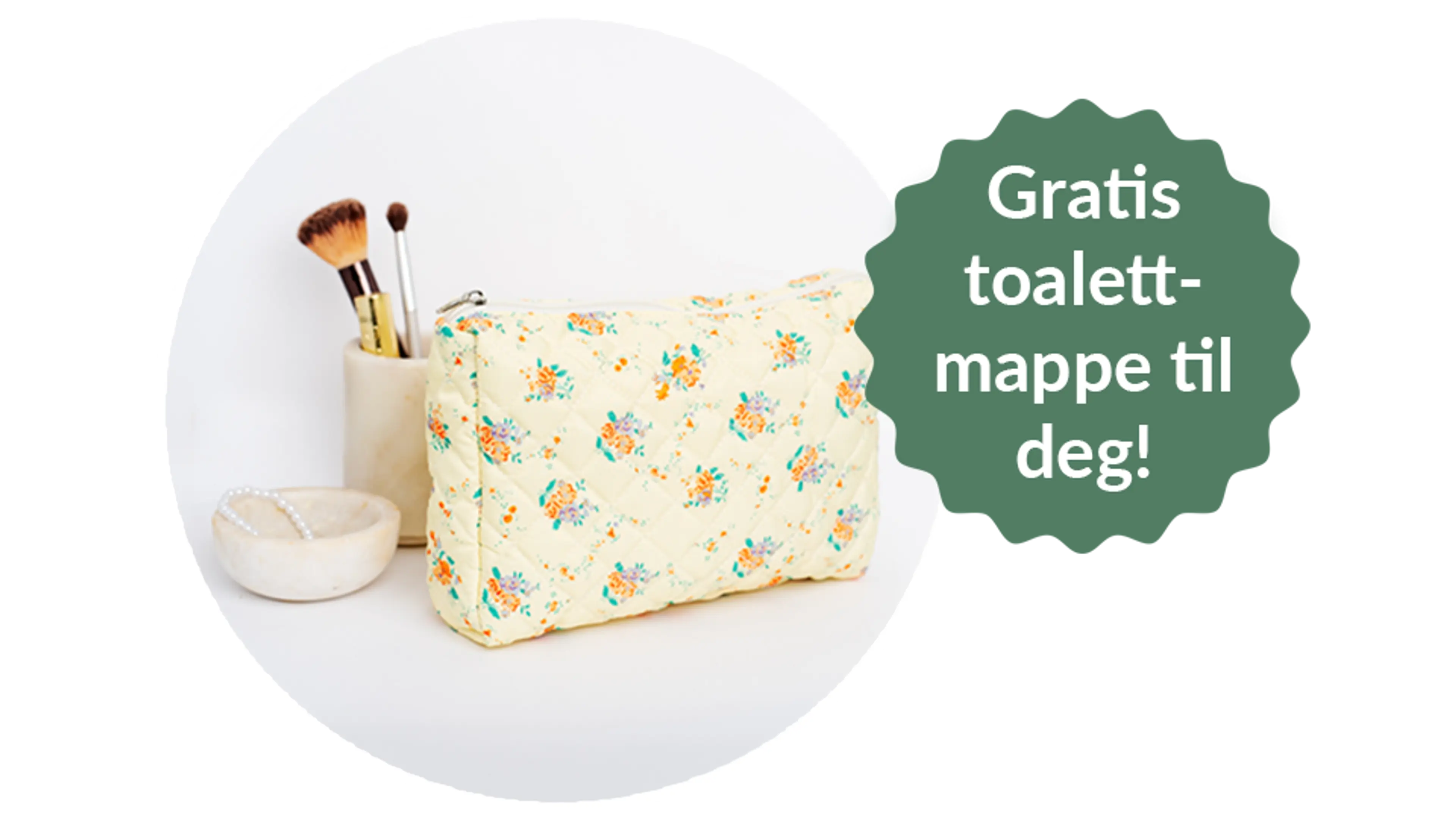 Foto av toalettmappe og bombe med teksten Gratis gave