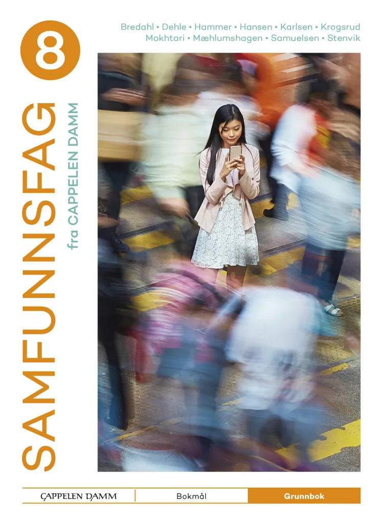 Omslag Samfunnsfag 8 fra Cappelen Damm Grunnbok av Liv Bredahl med flere (Innbundet)