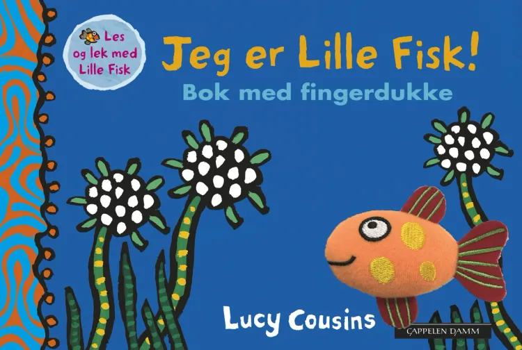 Omslag Jeg er Lille Fisk! - Bok med fingerdukke av Lucy Cousins (Innbundet)