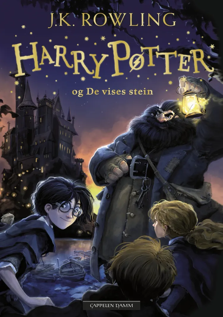 Omslag Harry Potter og De vises stein av J.K. Rowling (Innbundet)