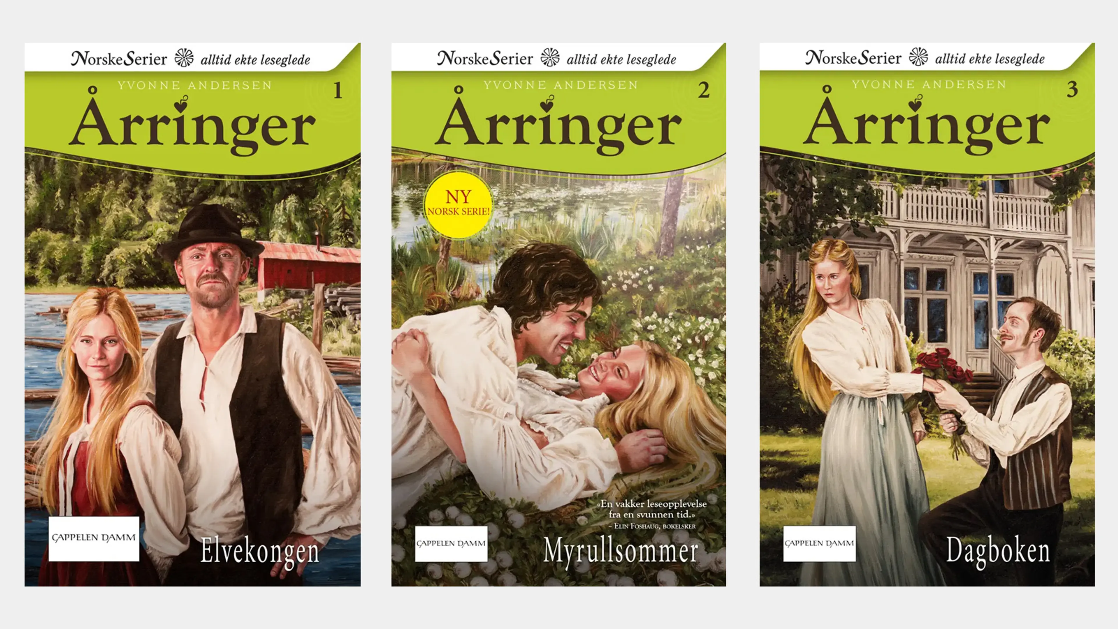 De tre første bøkene i serien Årringer