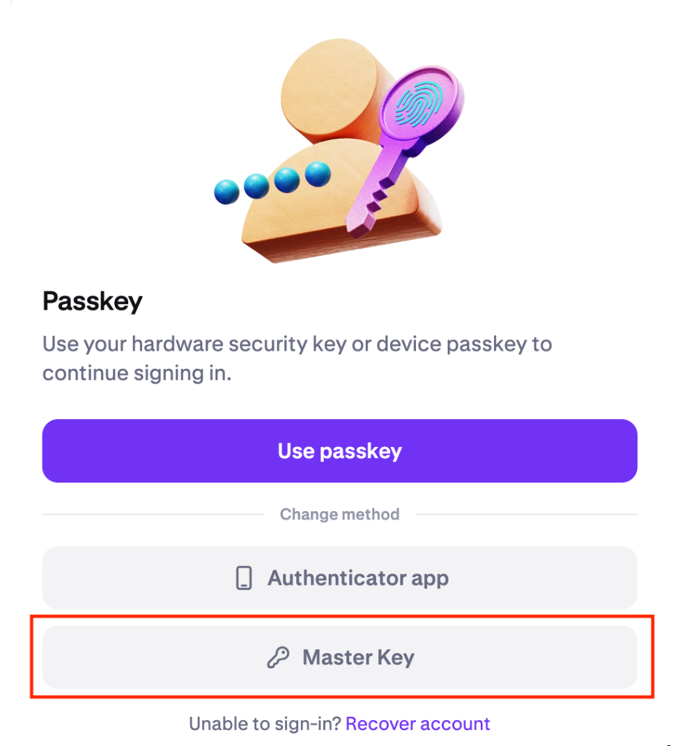 主密钥作为登录方法| Kraken
