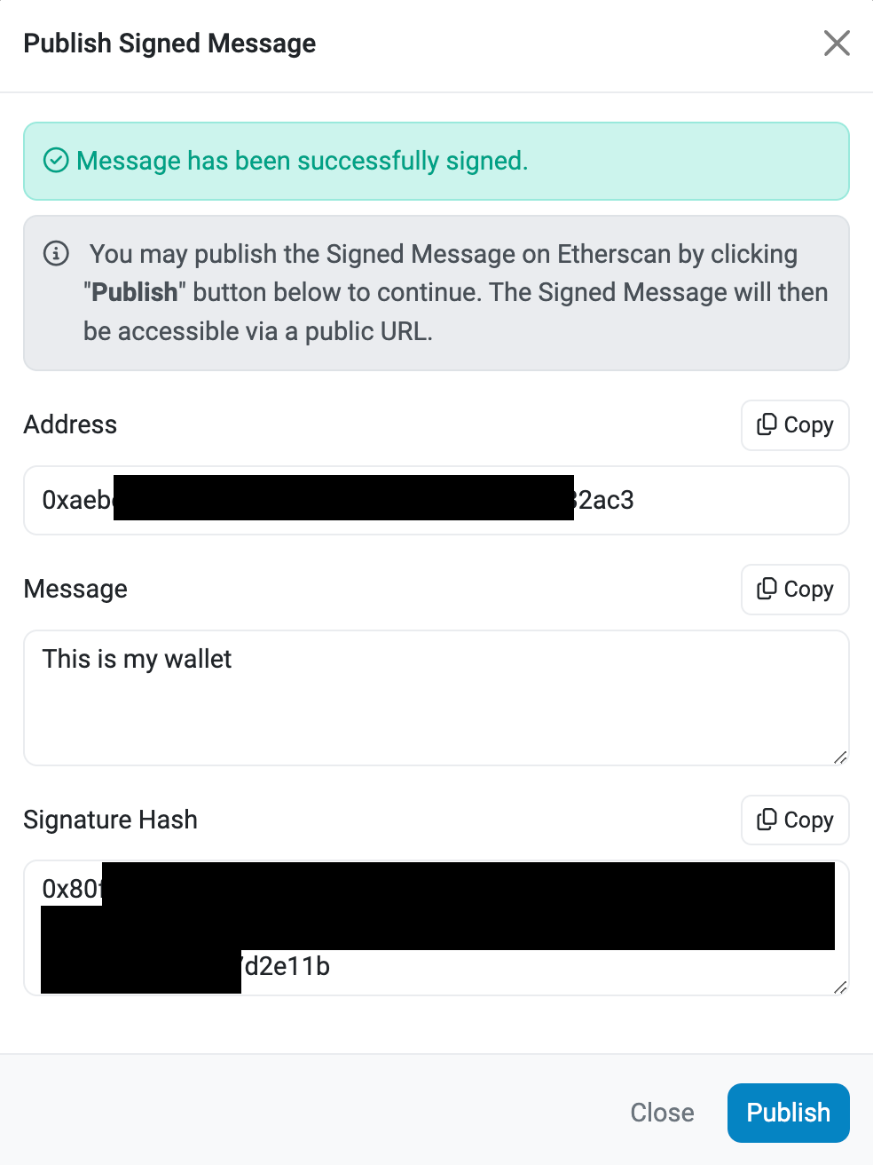 Signing a message on private crypto wallet | Kraken