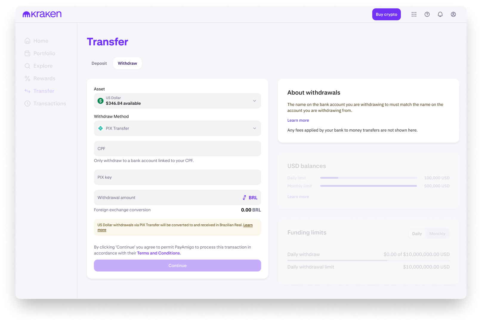 How to withdraw Brazilian Real | Kraken