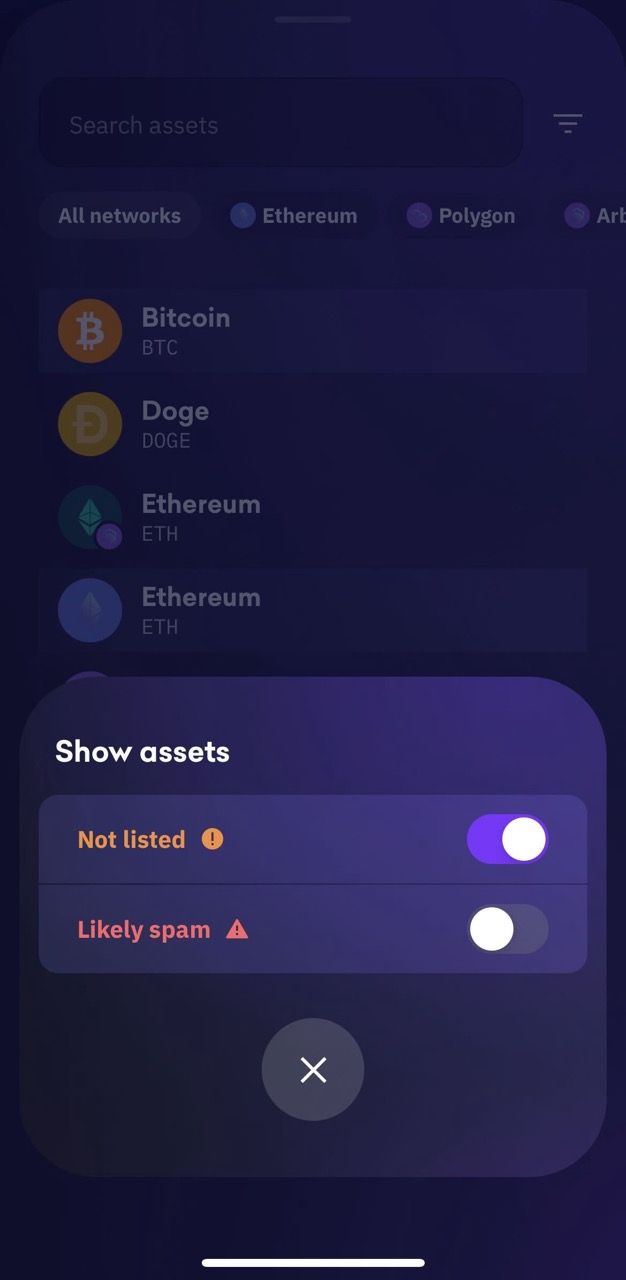 Show or hide tokens based on reputation | Kraken