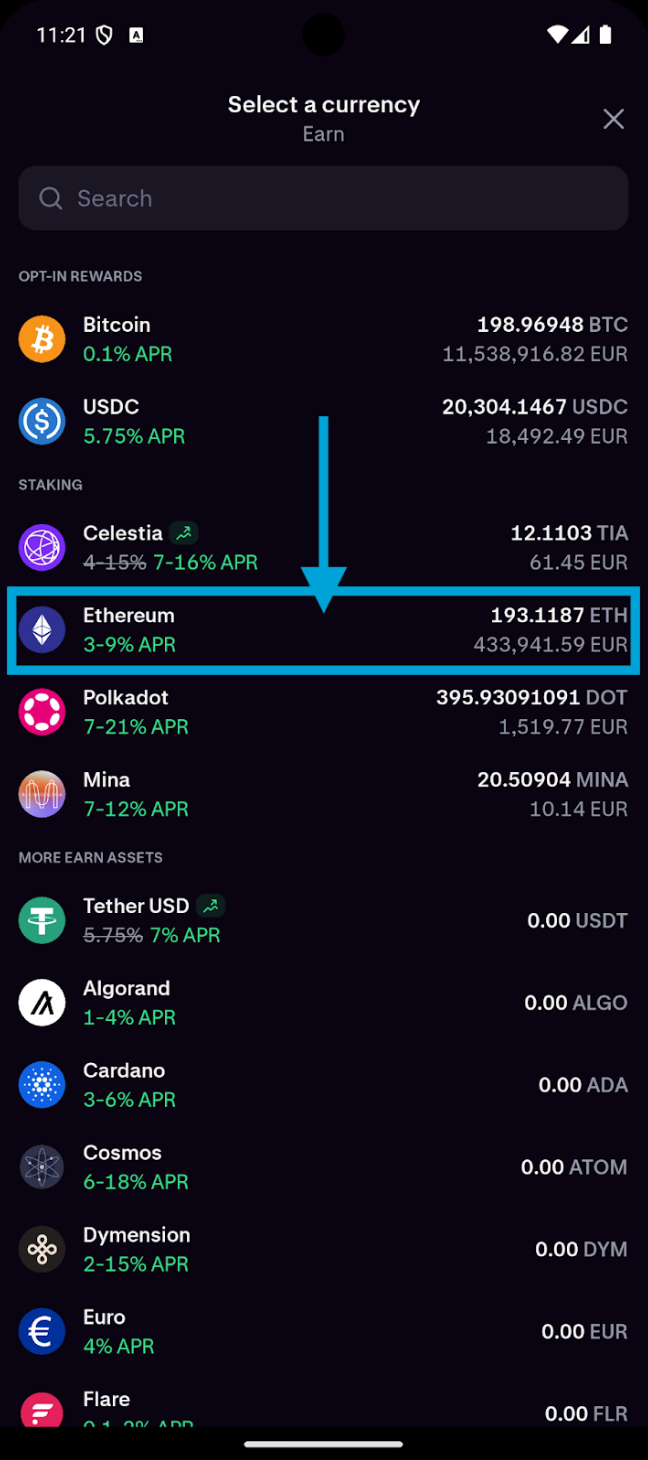 Overzicht van herstaking van ETH op Kraken | Kraken