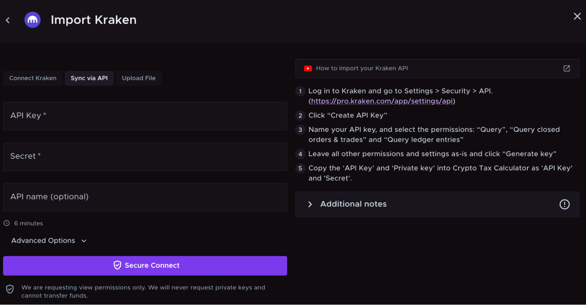 Connecting to Crypto Tax Calculator | Kraken
