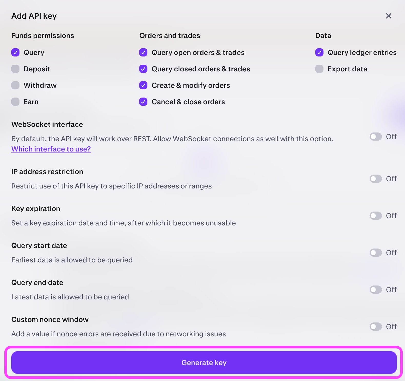 How to create a spot API key | Kraken