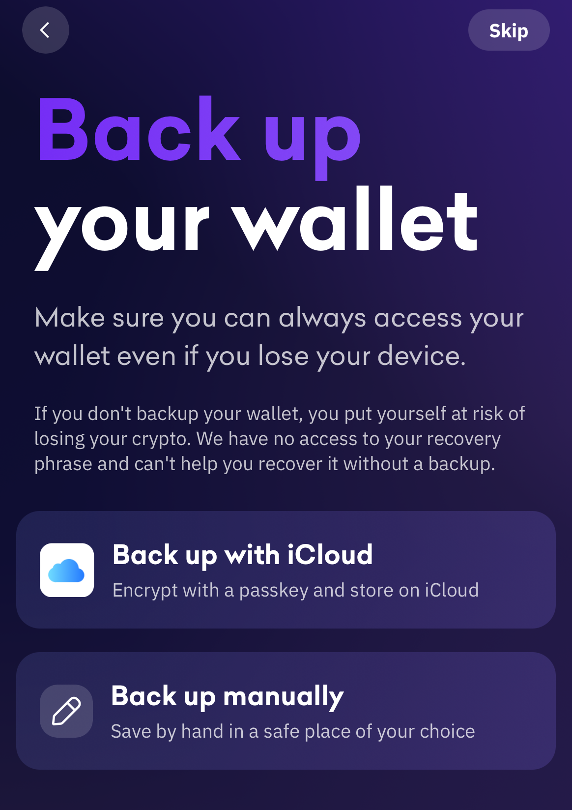Creating an iCloud backup | Kraken