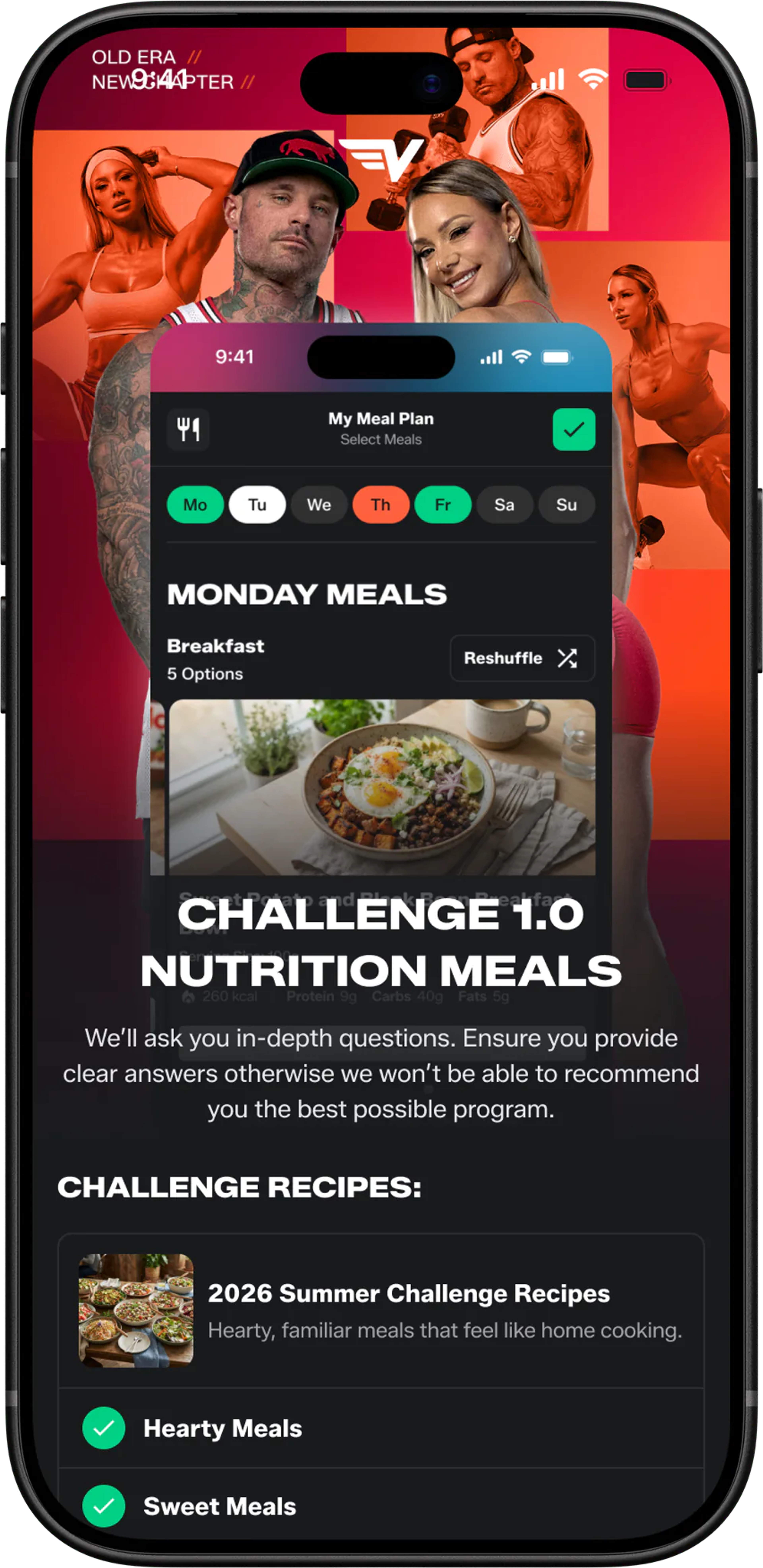 Nutrition tracking app screenshot