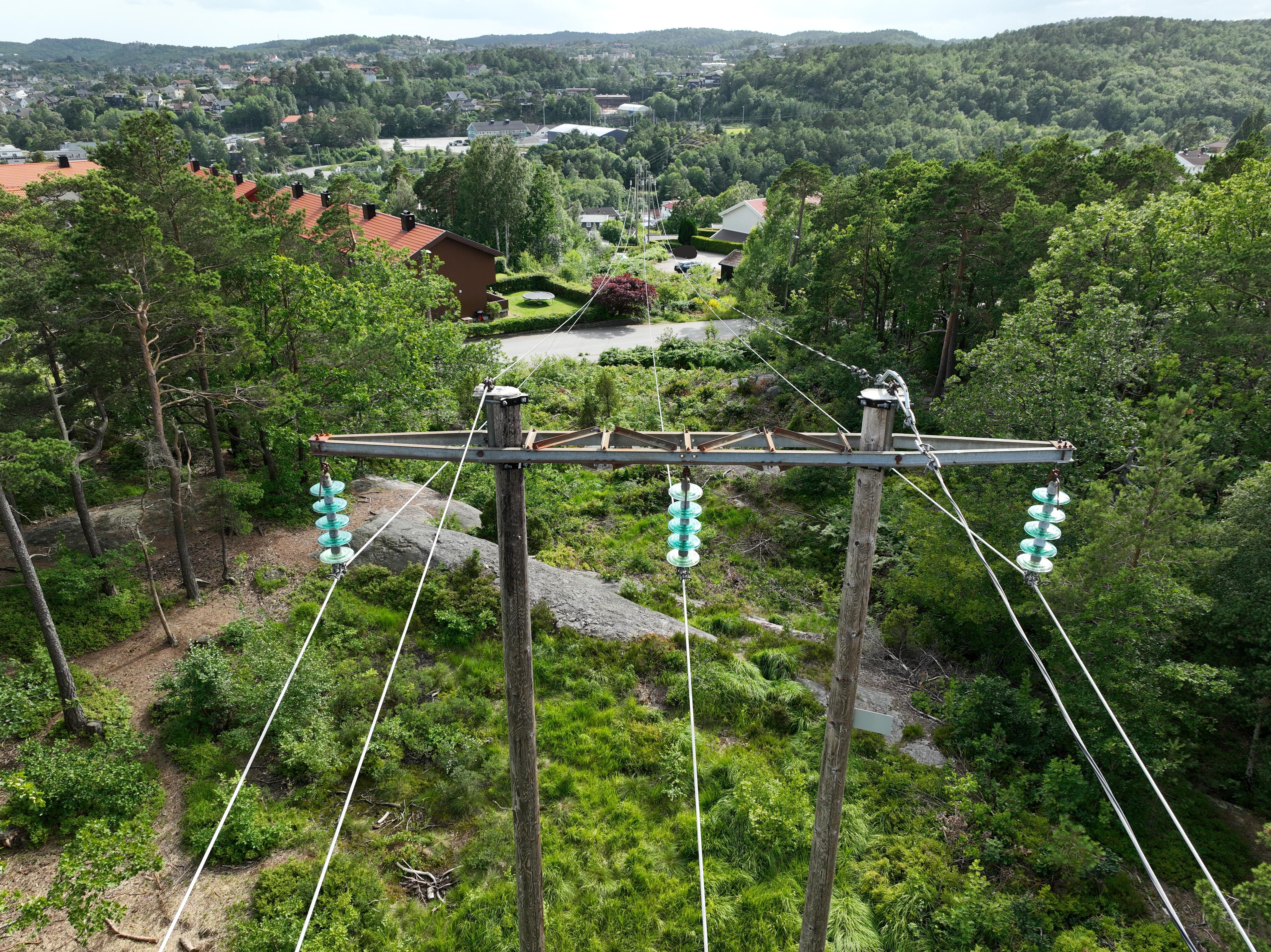 Bilde av dagens kraftledning gjennom Vågsbygd.
