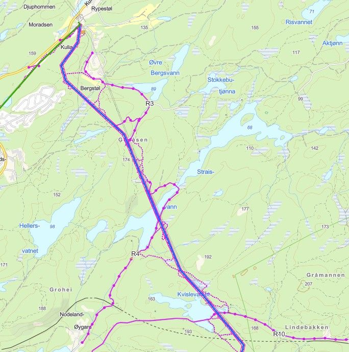Kart over anleggsområdet for Kulia Leire.