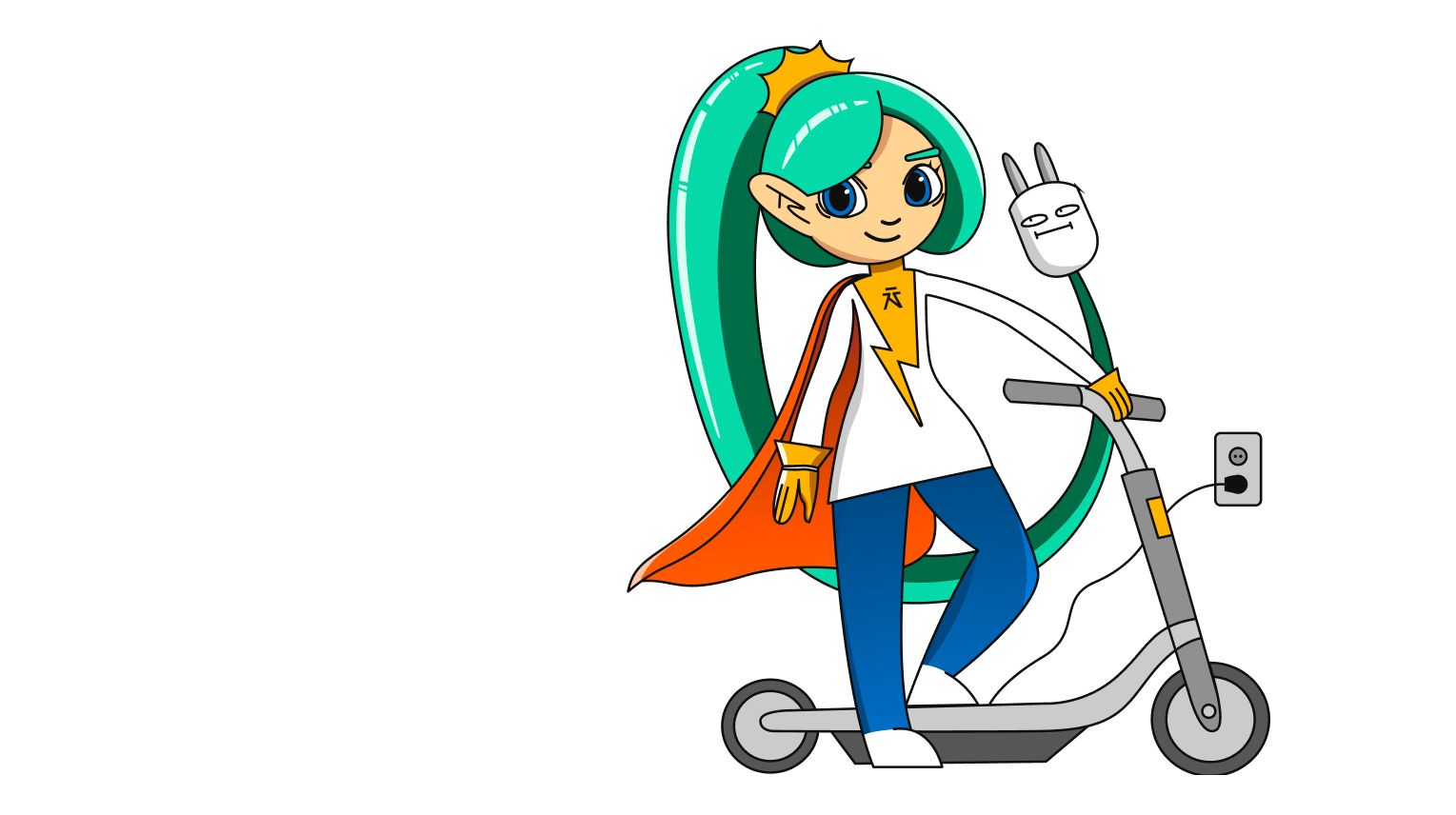 Glitra figur med el-sparkesykkel