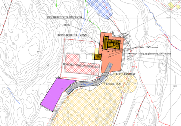 Kart over utbyggingsprosjekt på Bjorbekk transformatorstasjon.