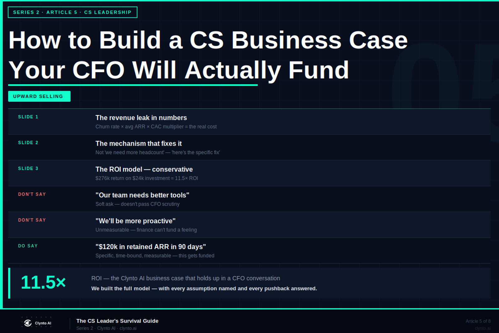 How to build a CS business case your CFO will actually fund — the 3-slide model with real numbers