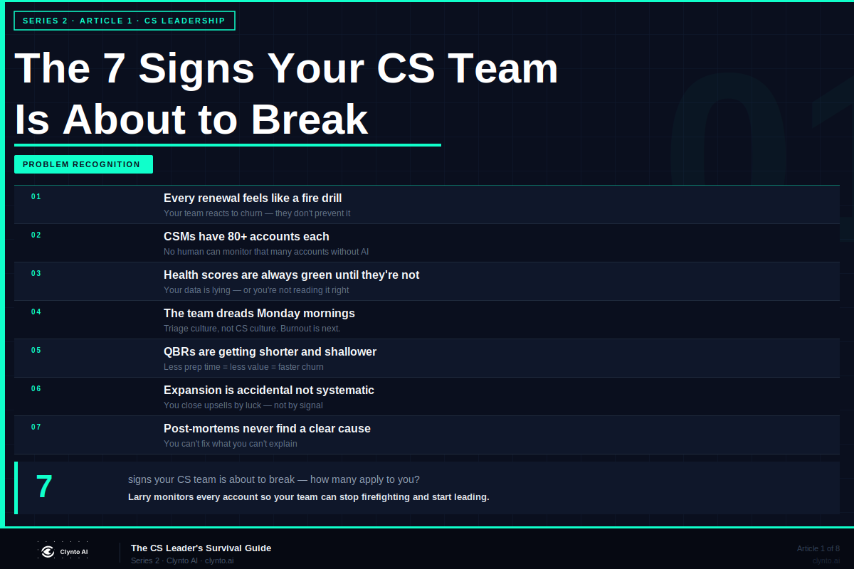 The 7 signs your CS team is about to break — warning signals every VP and Director of CS needs to recognise