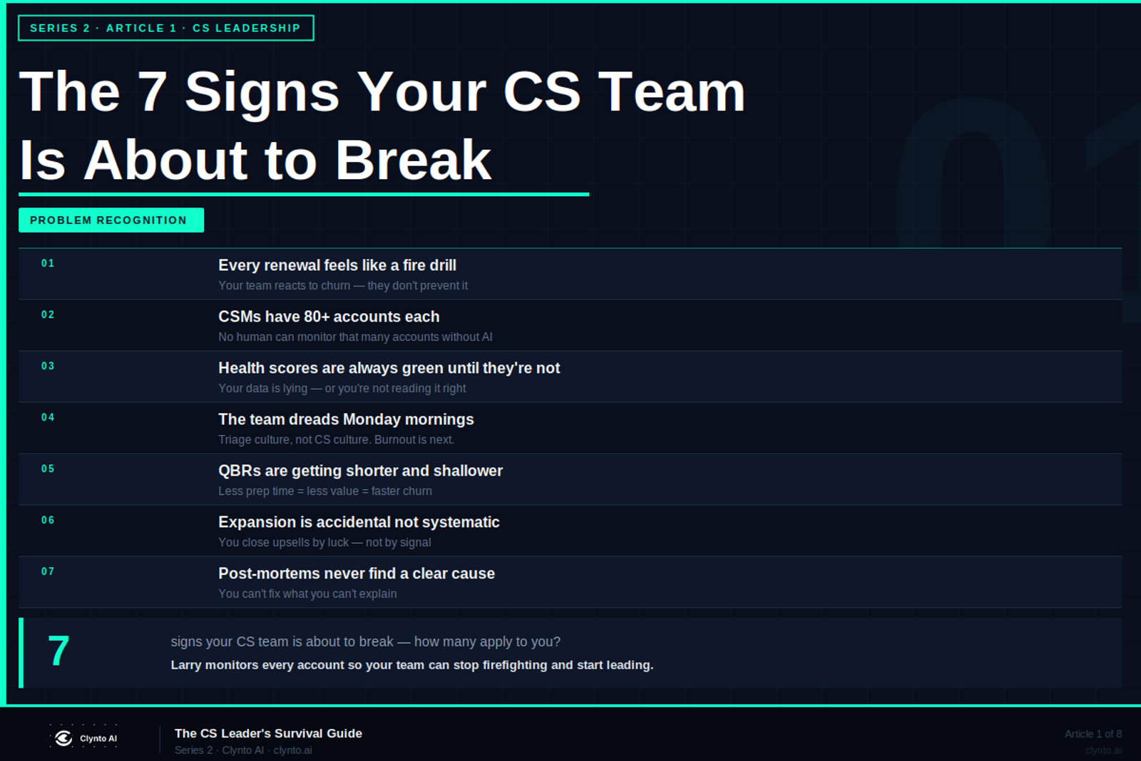 The 7 signs your CS team is about to break — warning signals every VP and Director of CS needs to recognise
