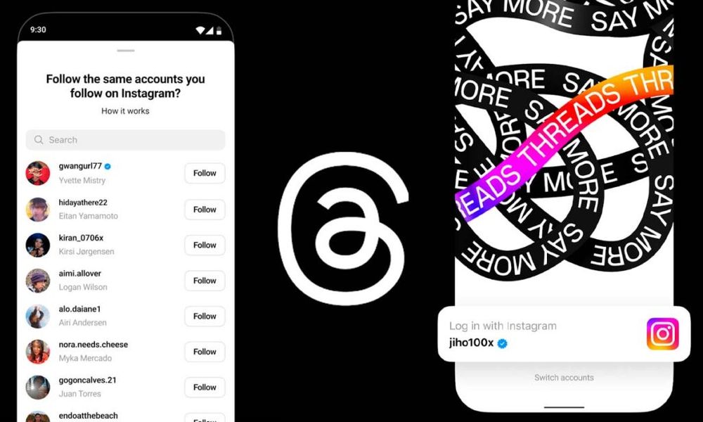 Pantalla de registro de Threads enlazando la cuenta de Instagram