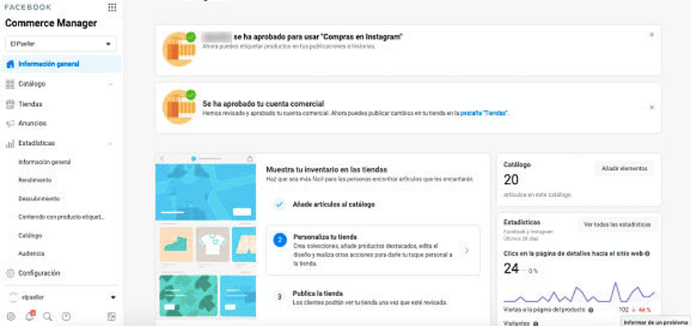Administrador de tiendas de Facebook para personalizar el diseño de la tienda