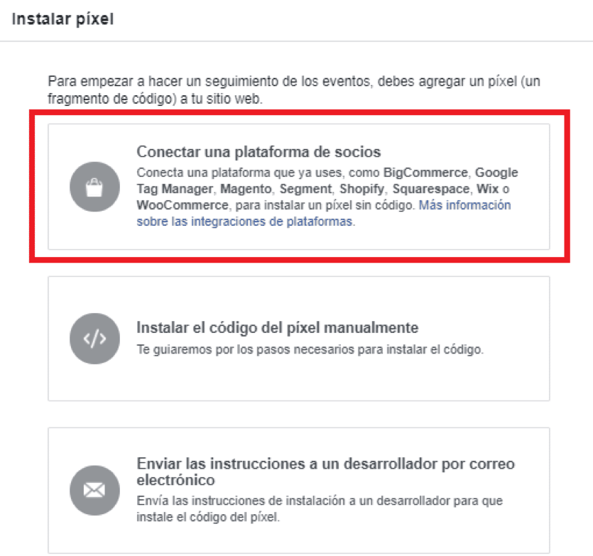 Listado de plataformas y gestores de etiquetas compatibles con el píxel de Facebook