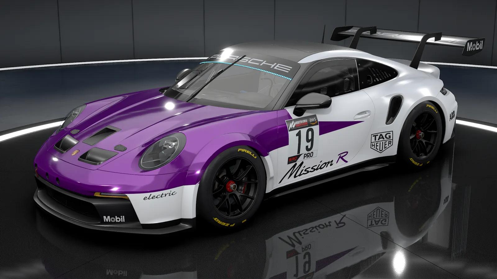 Porsche Mission R in Sly Paddock's brand palette