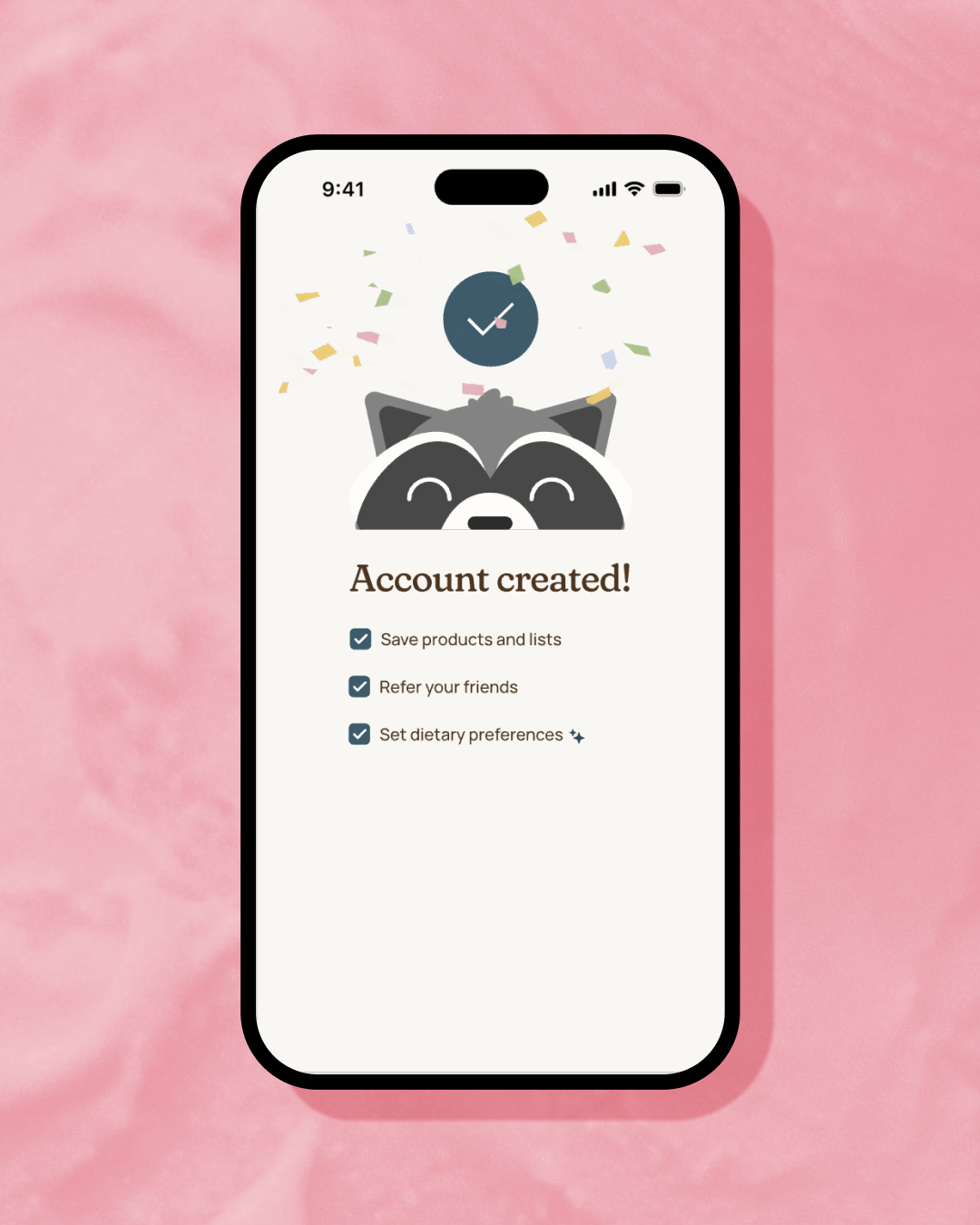Animation of account created screen