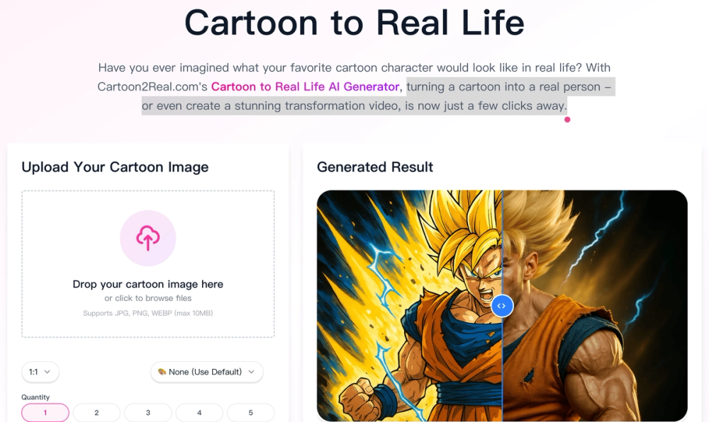 image of Cartoon to real life
