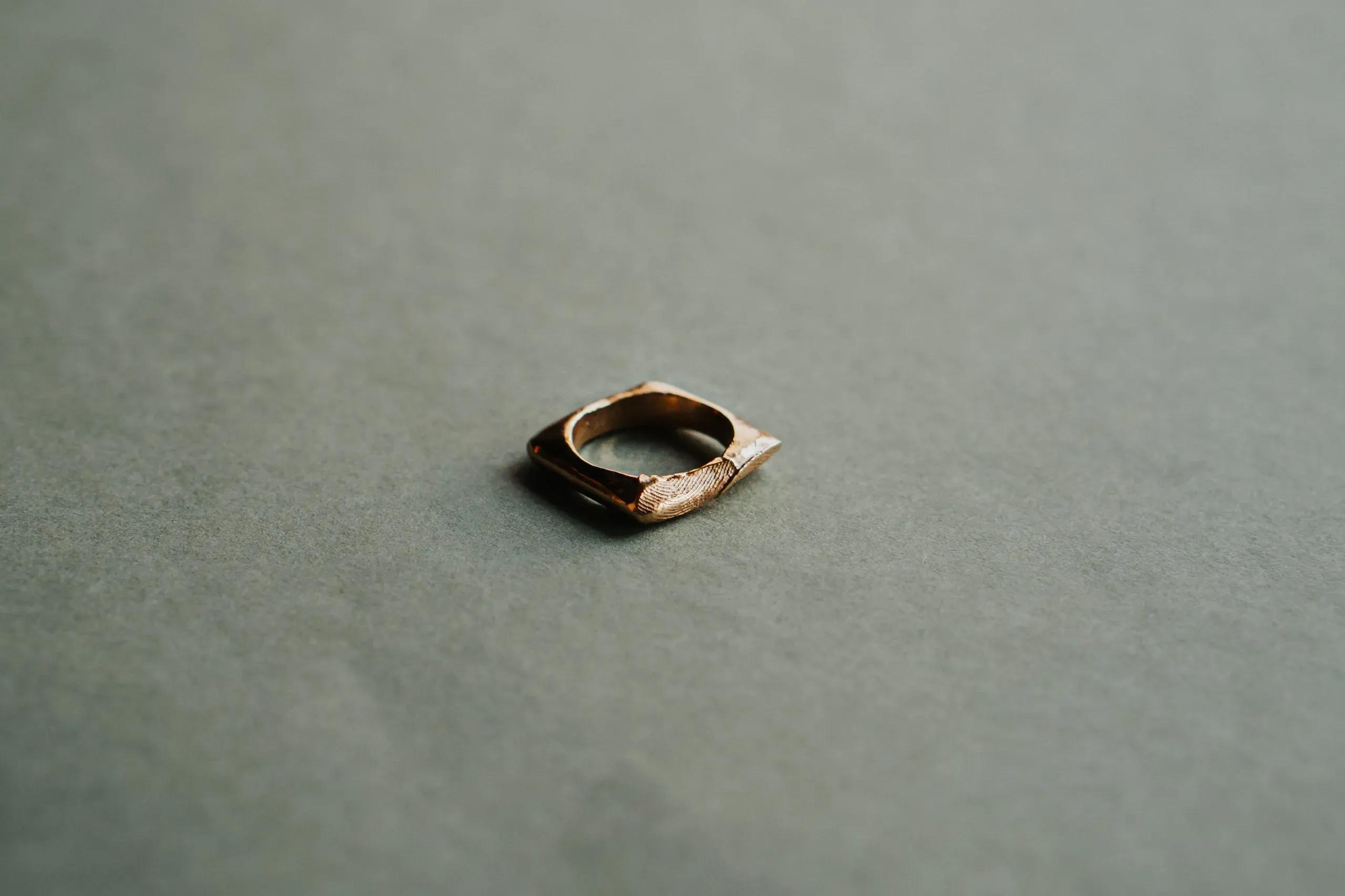 Square Geo Fingerprint Ring