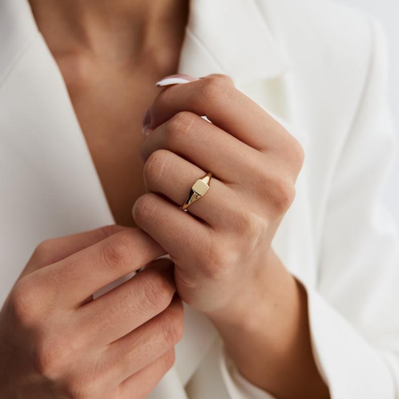 Square Initial Signet Ring