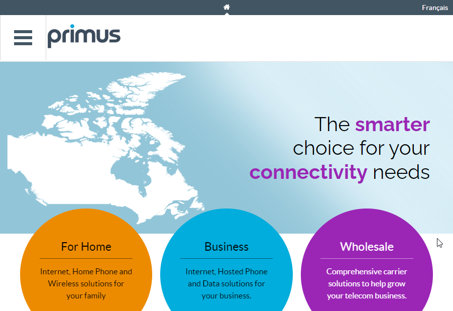 Primus Telecommunications Website Screenshot