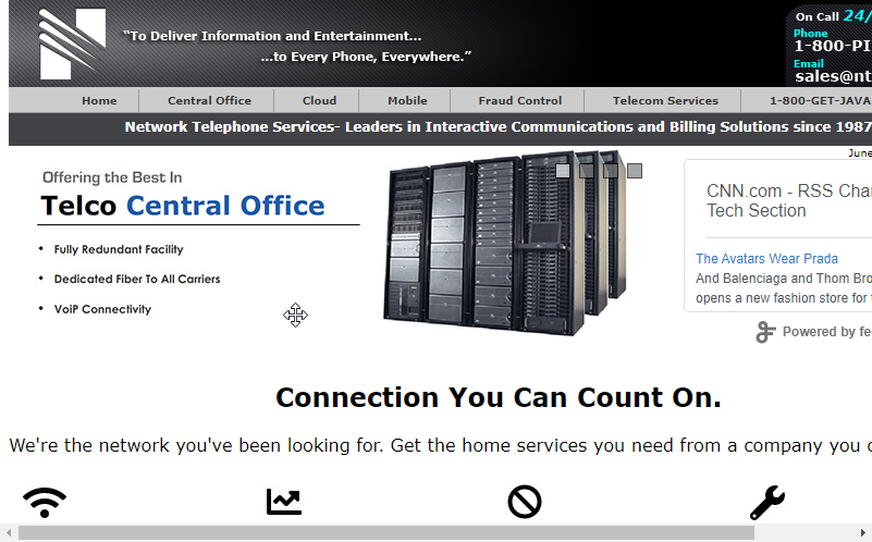 Network Telephone Services Website Screenshot