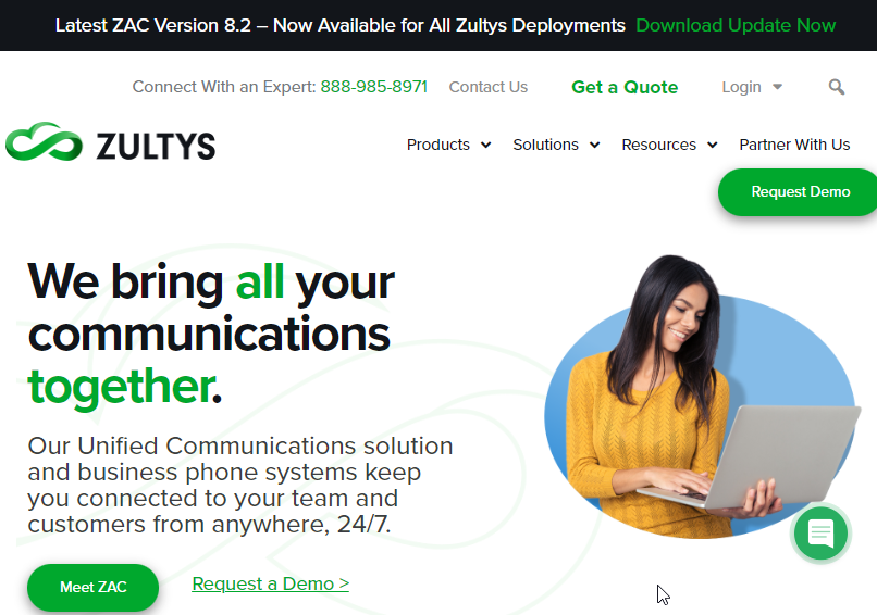 Zultys  Website Screenshot
