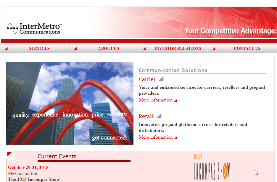 Intermetro Communications Website Screenshot