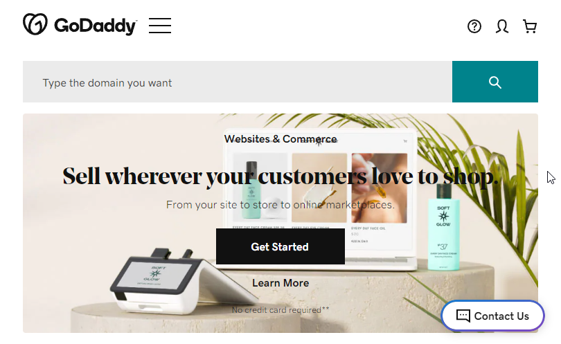 GoDaddy Website Screenshot