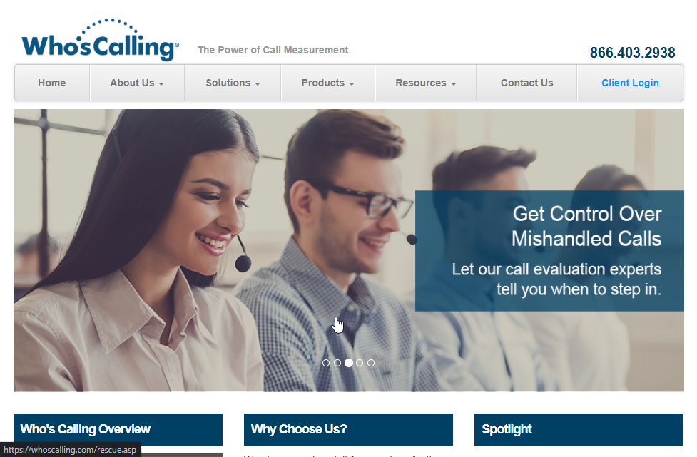 Who's Calling Inc. Website Screenshot