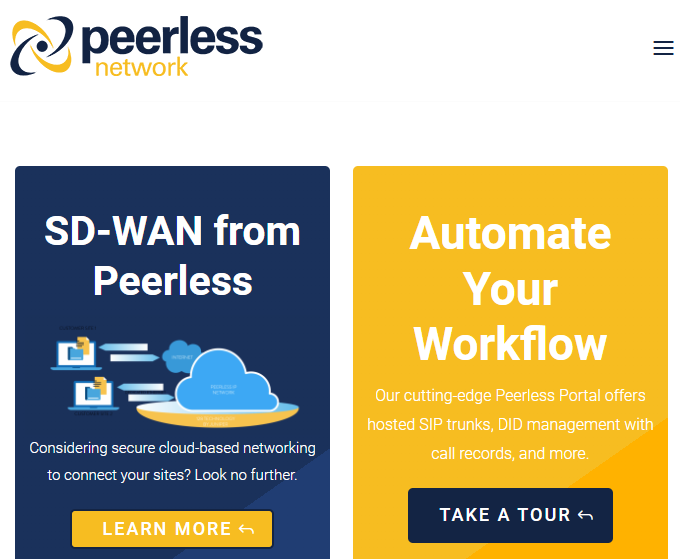 Peerless Network Website Screenshot